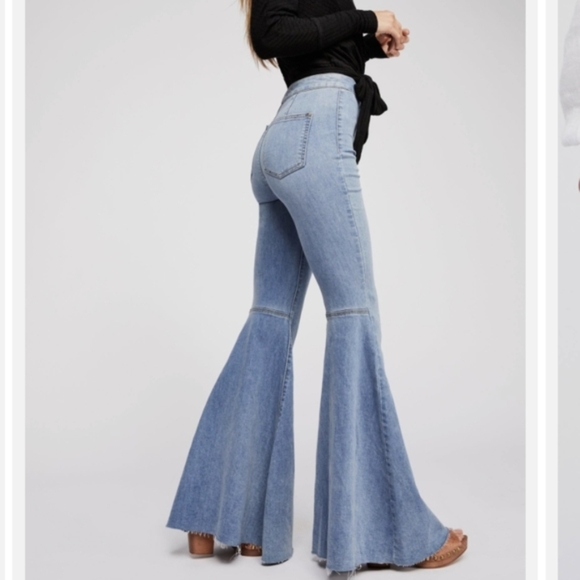 Free People Float On Flare Jeans Bermondsey Blue - Picture 1 of 6